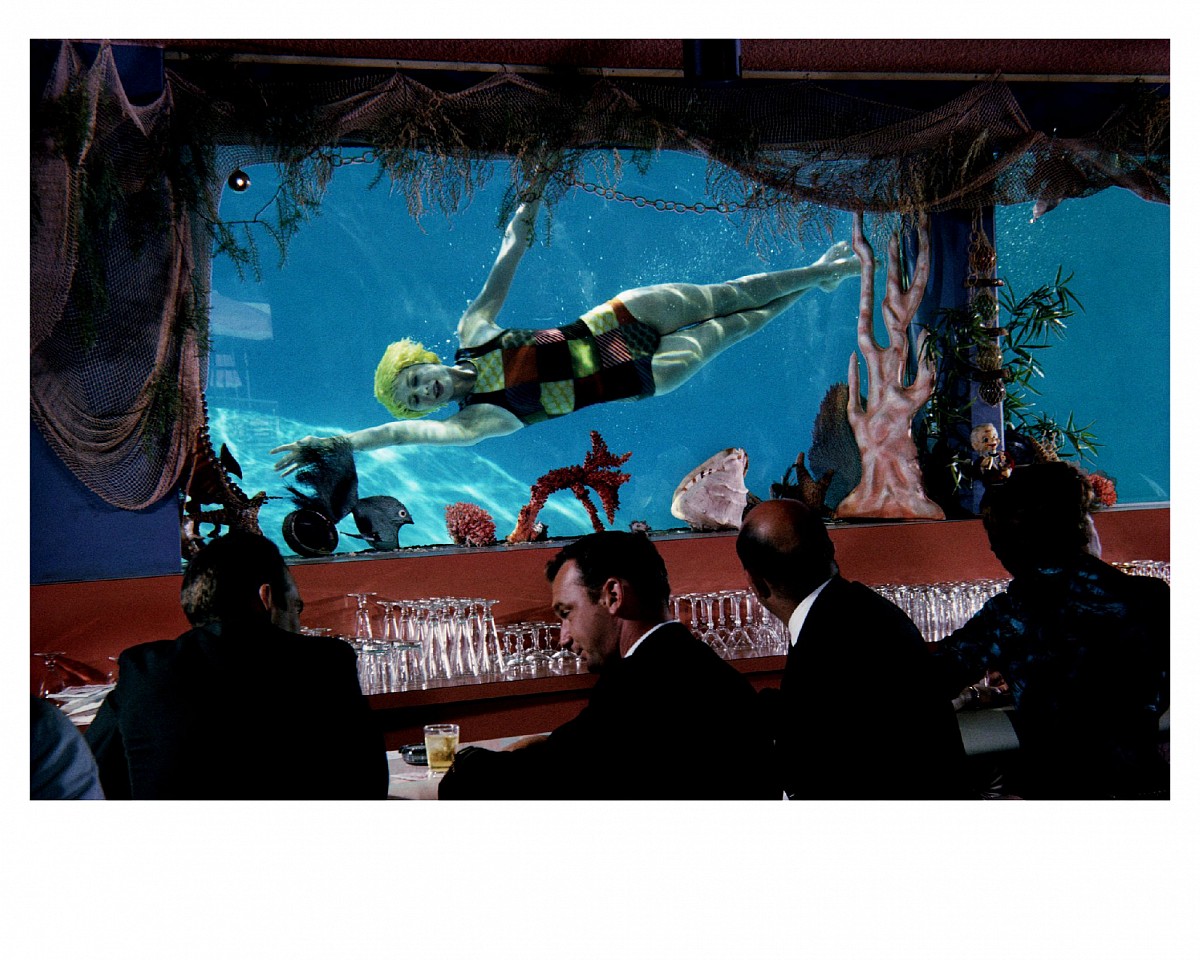 Lawrence Schiller, Customers of Stardust Motel in Mission
Bay get watery view with drinks. , Mission Bay, California, 1963
Dye Sublimation, 30 x 48 in.
