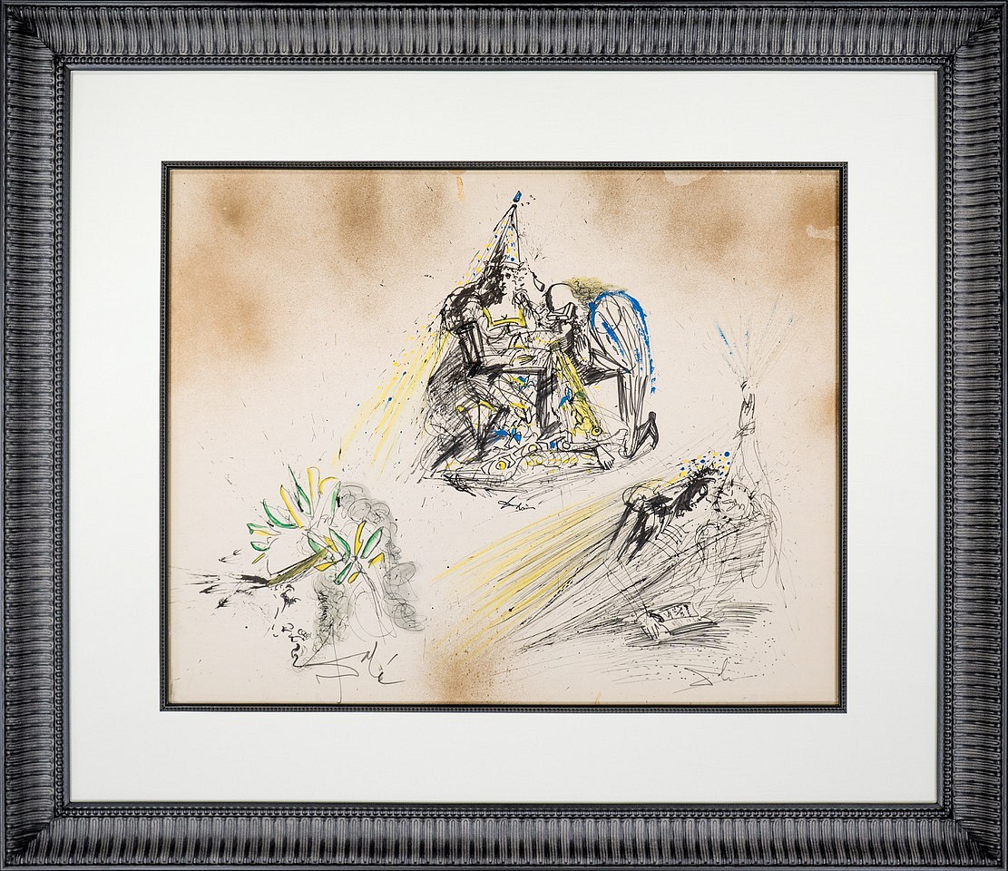 Salvador Dali, Reine, Poet, Lecture, c. 1966
Unique Drawing in Ink with Gouache and Watercolor, 33 1/2 x 38 1/2 in.