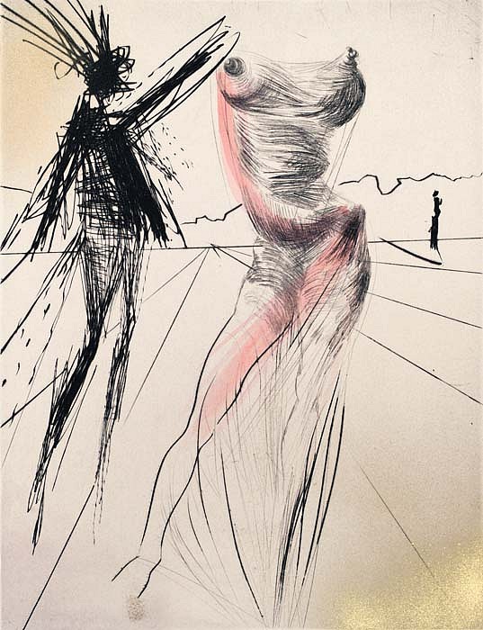 Salvador Dali, Faust Suite: The Bust, 1968
Hand Colored Copper Etching on Japon, 15 x 11 in.