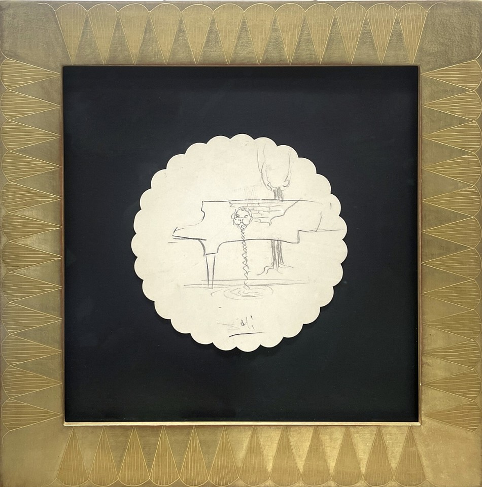 Salvador Dali, Surrealist Piano
Drawing in pencil on serviette, 9 x 9 in.