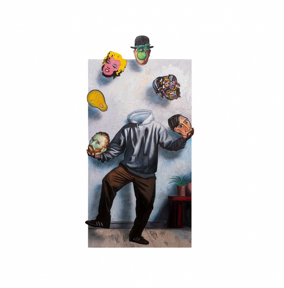 Hijack, Identity Shuffle, 2023
Acrylic and Spray Paint on Woodcut, 36 x 18 in.