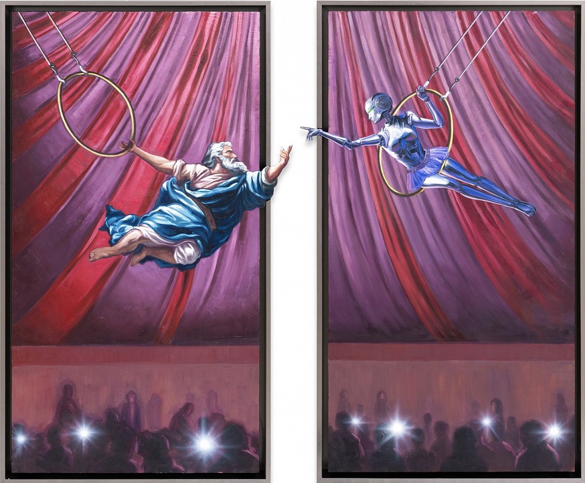 Hijack, Genesis 2.0, 2025
Acrylic, Oil, and Spray Paint on Woodcut, 42 x 48 in.