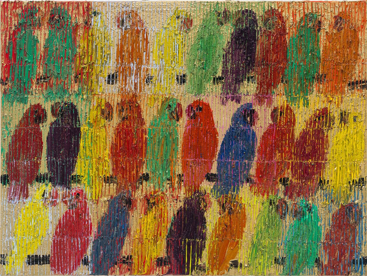 Hunt Slonem, Lories Lineup, 2025
Original Oil on Canvas, 30 x 40 in.