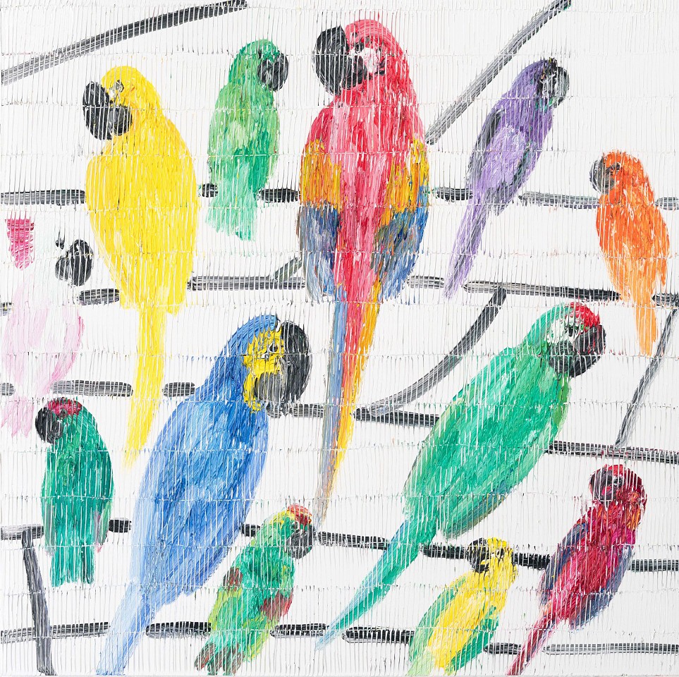 Hunt Slonem, Parrots Play, 2025
Original Oil on Canvas, 48 x 48 in.
