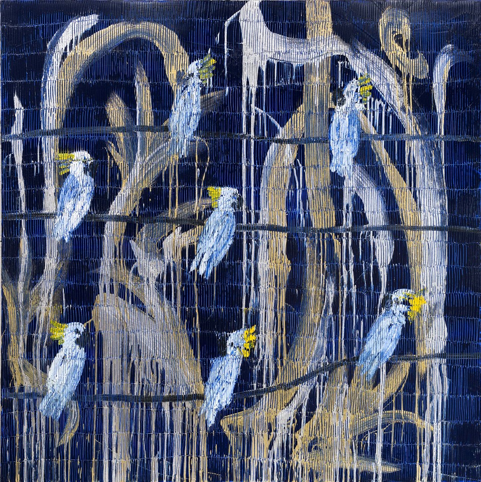 Hunt Slonem, Monsoon Cockatoos, 2025
Original Oil on Canvas, 72 x 72 in.